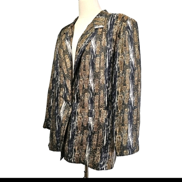 Robert Stock Women 90's Brown Small Silk Formal Casual Long Sleeve Jacket Blazer - Picture 3 of 11